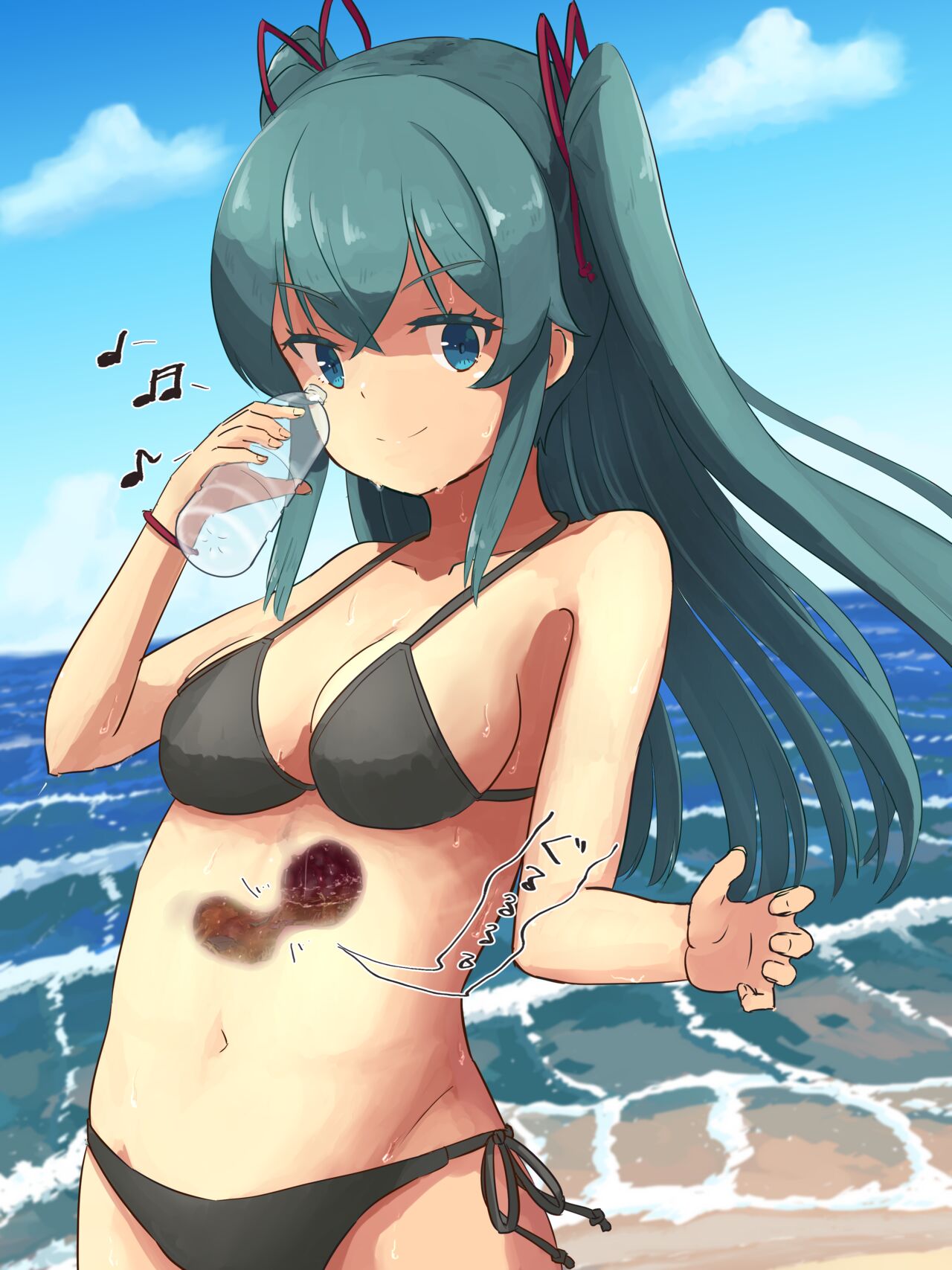 縮小した海水浴客をお水と一緒に飲み込んじゃう女の子 page 5 full
